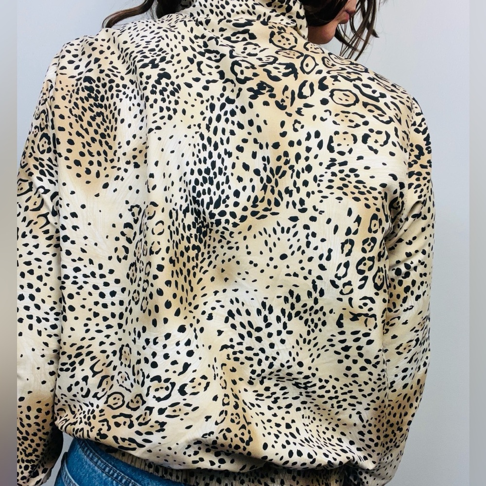 Vintage KT Golf Leopard Print Track Jacket – Gold Animal Print Windbreaker – M - Picture 10 of 11